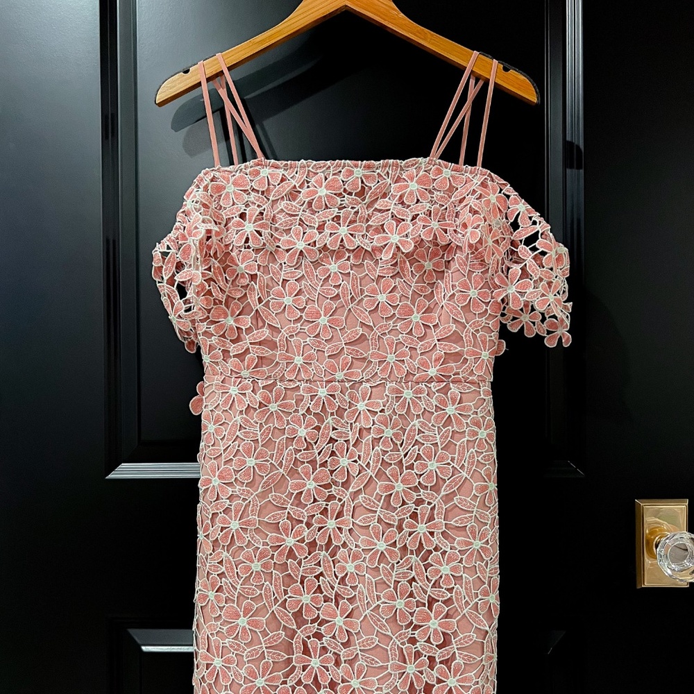 Fulaga Lace Overlay Off-the-Shoulder Mini Dress